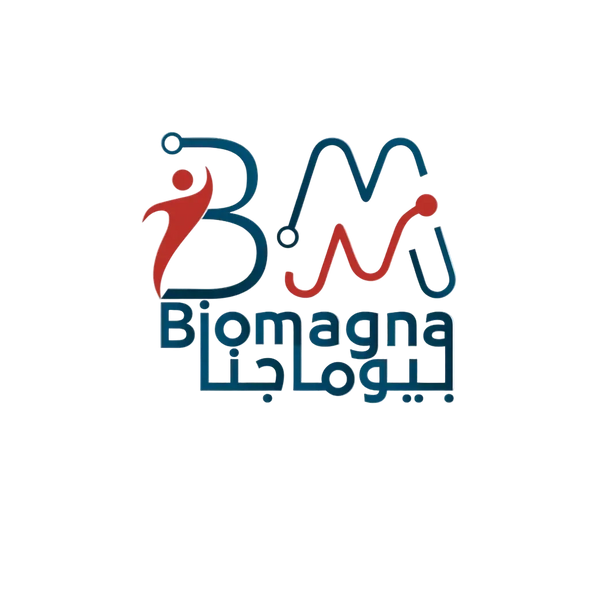 Logo of Biomagna with a stylized 'BM' and Arabic text on a white background
